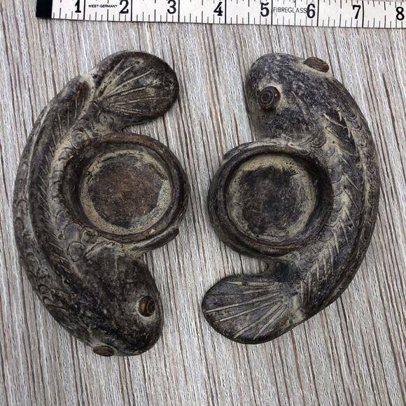 Ying and Yang Koi Votive Candle Holders Approximately 6.5 inch Clay Tan Brown - Picture 11 of 16